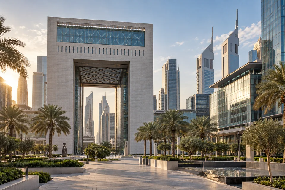 Generated architectural illustration inspired by Dubai DIFC